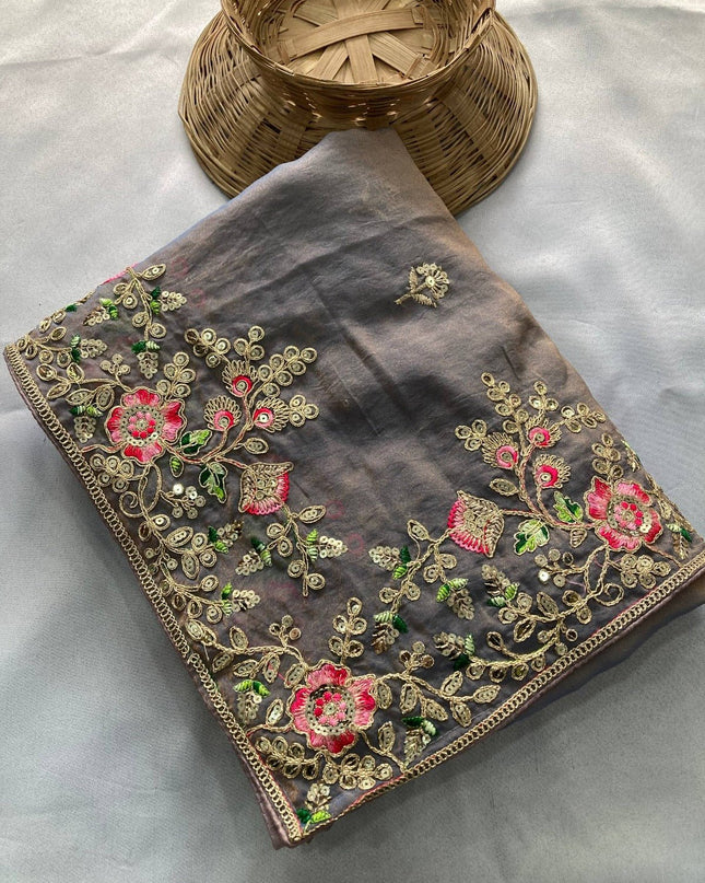 Luxury Soft Moss Chiffon Saree – Wedding Special Graceful Party Wear - Rosepetals Luxe