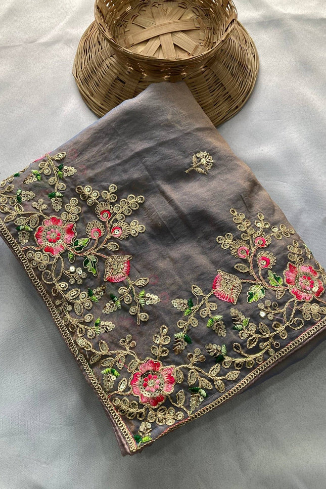 Luxury Soft Moss Chiffon Saree – Wedding Special Graceful Party Wear - Rosepetals Luxe