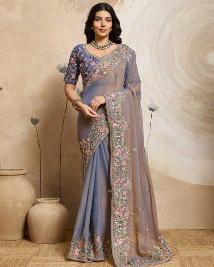 Luxury Soft Moss Chiffon Saree – Wedding Special Graceful Party Wear - Rosepetals Luxe