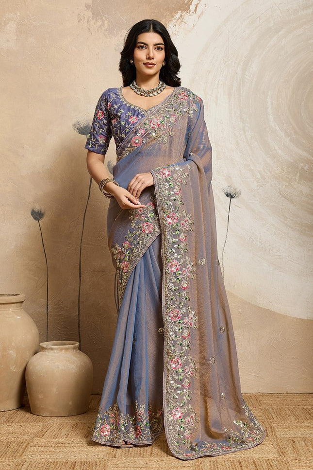 Luxury Soft Moss Chiffon Saree – Wedding Special Graceful Party Wear - Rosepetals Luxe