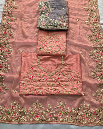 Luxury Soft Moss Chiffon Saree – Wedding Special Graceful Party Wear - Rosepetals Luxe