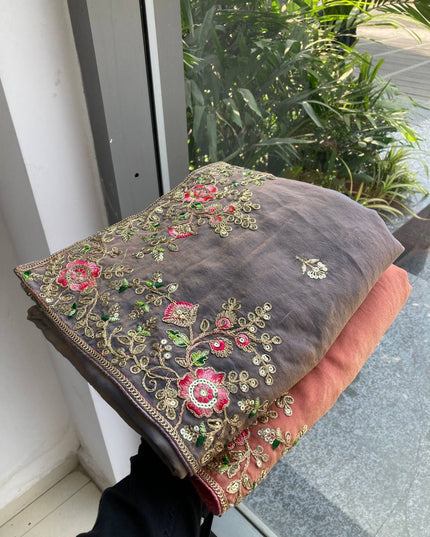 Luxury Soft Moss Chiffon Saree – Wedding Special Graceful Party Wear - Rosepetals Luxe
