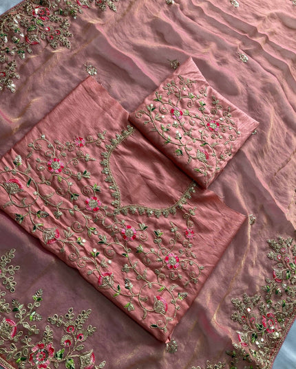 Luxury Soft Moss Chiffon Saree – Wedding Special Graceful Party Wear - Rosepetals Luxe