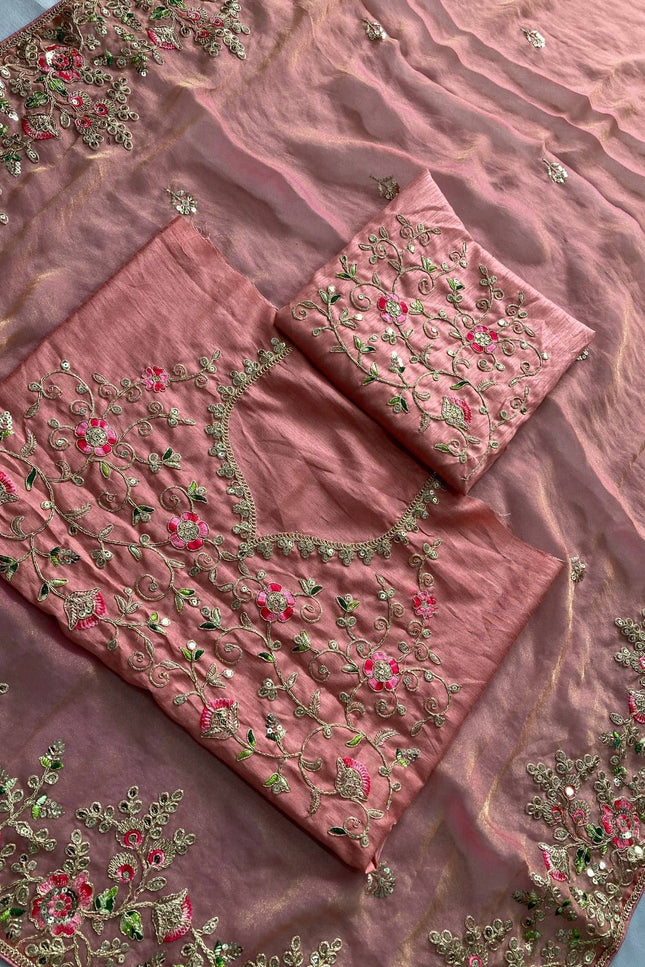 Luxury Soft Moss Chiffon Saree – Wedding Special Graceful Party Wear - Rosepetals Luxe