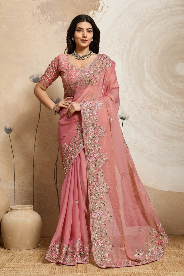 Luxury Soft Moss Chiffon Saree – Wedding Special Graceful Party Wear - Rosepetals Luxe
