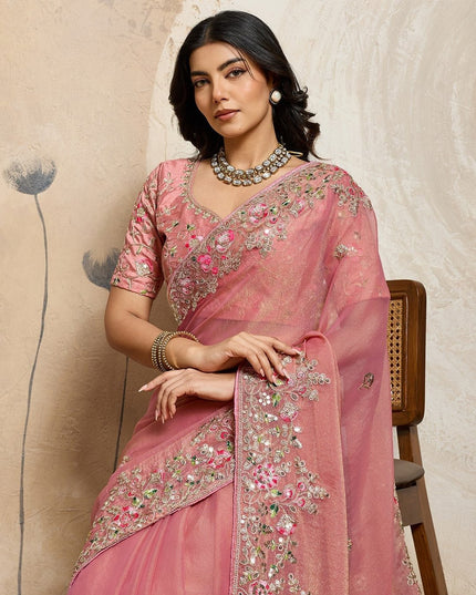 Luxury Soft Moss Chiffon Saree – Wedding Special Graceful Party Wear - Rosepetals Luxe