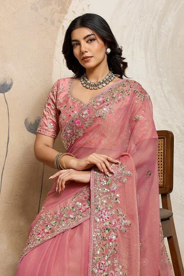 Luxury Soft Moss Chiffon Saree – Wedding Special Graceful Party Wear - Rosepetals Luxe