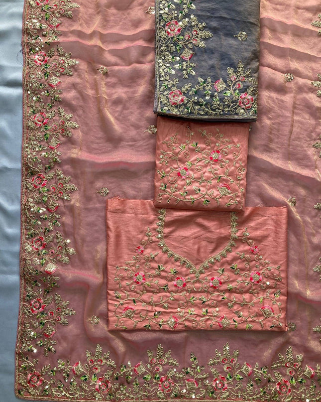 Luxury Soft Moss Chiffon Saree – Wedding Special Graceful Party Wear - Rosepetals Luxe