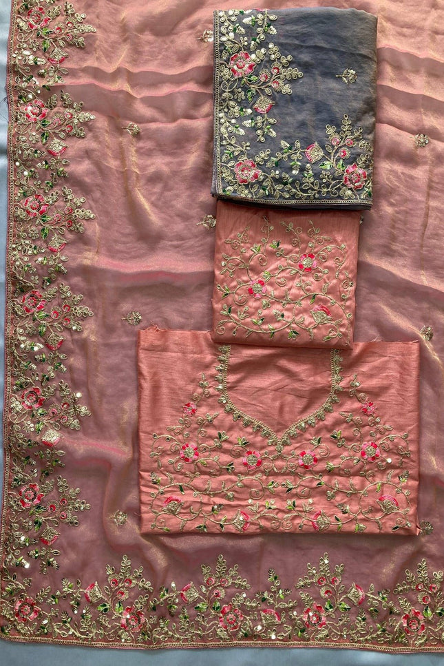 Luxury Soft Moss Chiffon Saree – Wedding Special Graceful Party Wear - Rosepetals Luxe