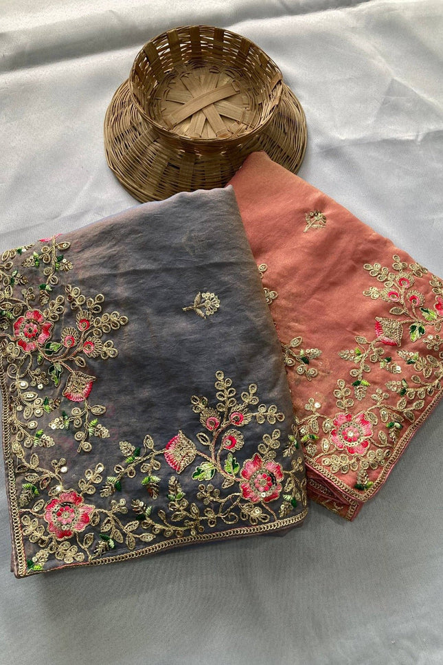 Luxury Soft Moss Chiffon Saree – Wedding Special Graceful Party Wear - Rosepetals Luxe