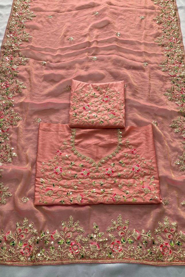 Luxury Soft Moss Chiffon Saree – Wedding Special Graceful Party Wear - Rosepetals Luxe