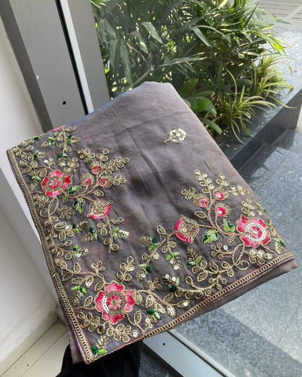 Luxury Soft Moss Chiffon Saree – Wedding Special Graceful Party Wear - Rosepetals Luxe