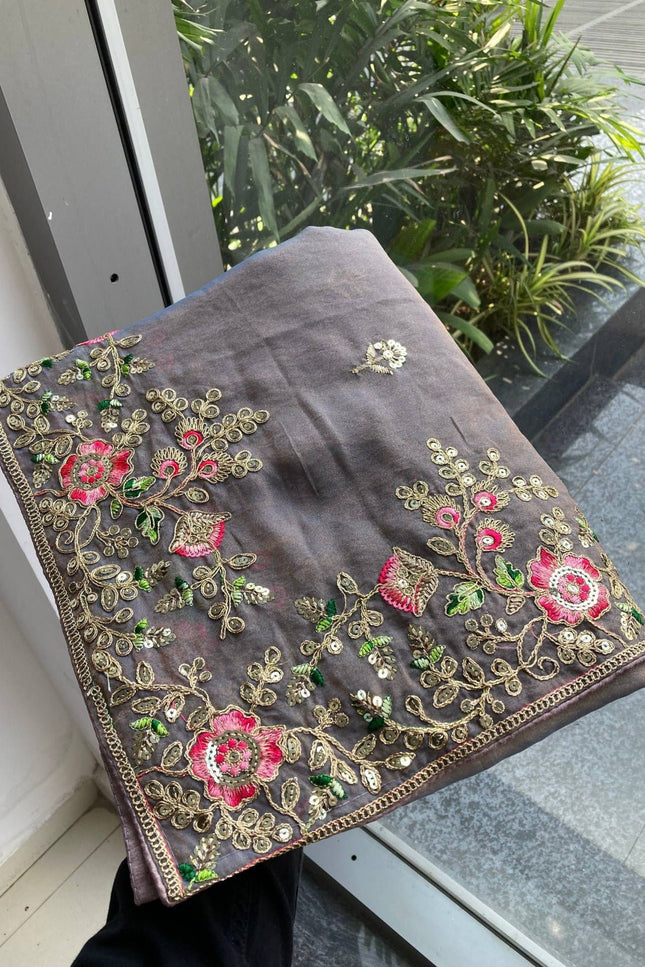 Luxury Soft Moss Chiffon Saree – Wedding Special Graceful Party Wear - Rosepetals Luxe