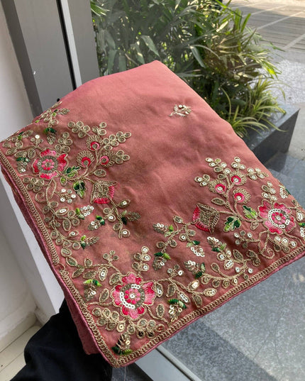 Luxury Soft Moss Chiffon Saree – Wedding Special Graceful Party Wear - Rosepetals Luxe