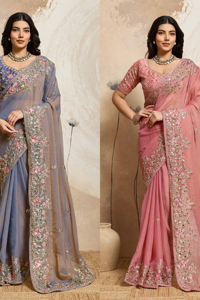 Luxury Soft Moss Chiffon Saree – Wedding Special Graceful Party Wear - Rosepetals Luxe