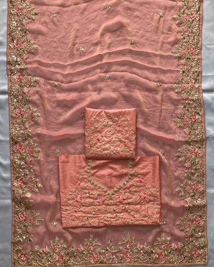 Luxury Soft Moss Chiffon Saree – Wedding Special Graceful Party Wear - Rosepetals Luxe