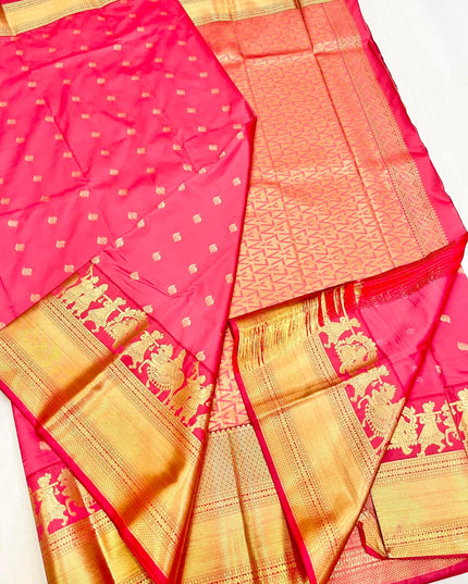 Magenta Pallaku Kanchipuram Luxe Silk Saree - Rosepetals Luxe