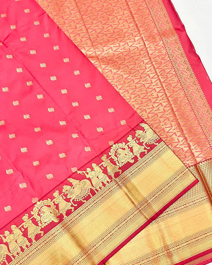 Magenta Pallaku Kanchipuram Luxe Silk Saree - Rosepetals Luxe