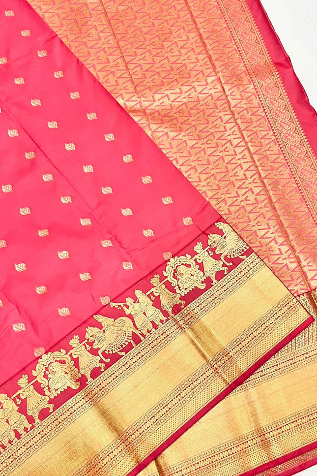 Magenta Pallaku Kanchipuram Luxe Silk Saree - Rosepetals Luxe