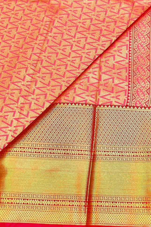 Magenta Pallaku Kanchipuram Luxe Silk Saree - Rosepetals Luxe