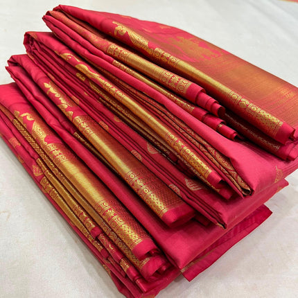 Magenta Pallaku Kanchipuram Luxe Silk Saree - Rosepetals Luxe