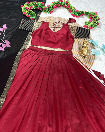 Maroon & Black Mother-Daughter Lehenga Choli Set with Voni | South Indian Festive Twinning - Rosepetals Luxe