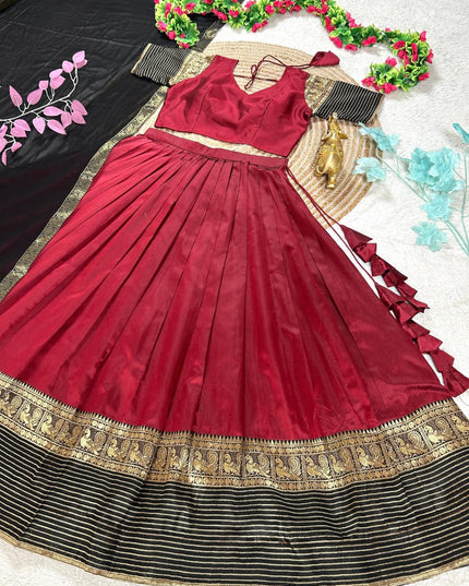 Maroon & Black Mother-Daughter Lehenga Choli Set with Voni | South Indian Festive Twinning - Rosepetals Luxe