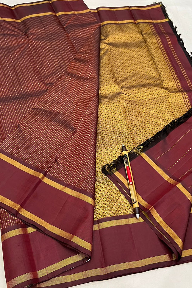 Maroon Kanchipuram Pure Silk Bridal Saree | Silk Mark - Rosepetals Luxe
