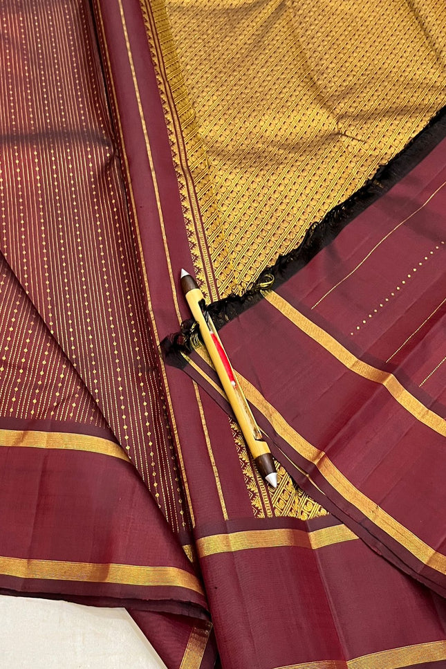 Maroon Kanchipuram Pure Silk Bridal Saree | Silk Mark - Rosepetals Luxe