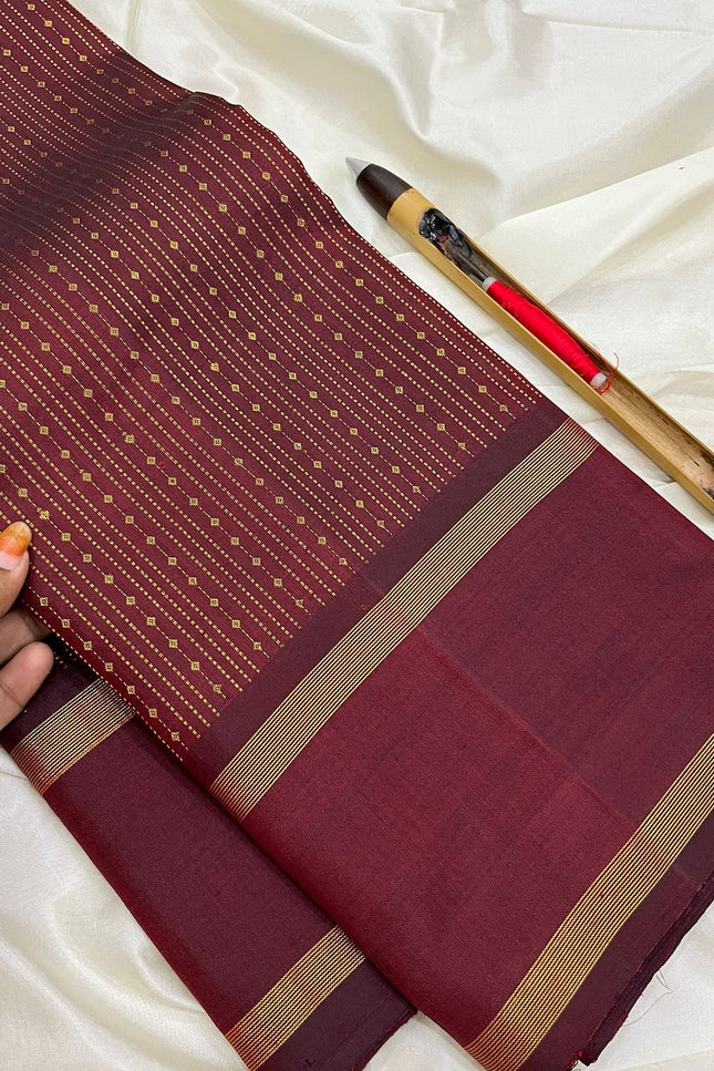 Maroon Kanchipuram Pure Silk Bridal Saree | Silk Mark - Rosepetals Luxe