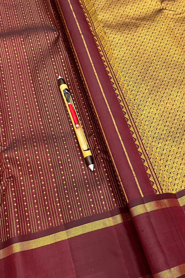 Maroon Kanchipuram Pure Silk Bridal Saree | Silk Mark - Rosepetals Luxe