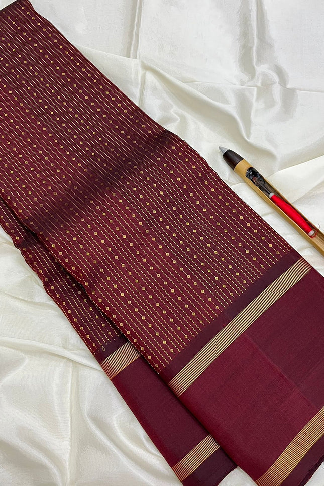 Maroon Kanchipuram Pure Silk Bridal Saree | Silk Mark - Rosepetals Luxe