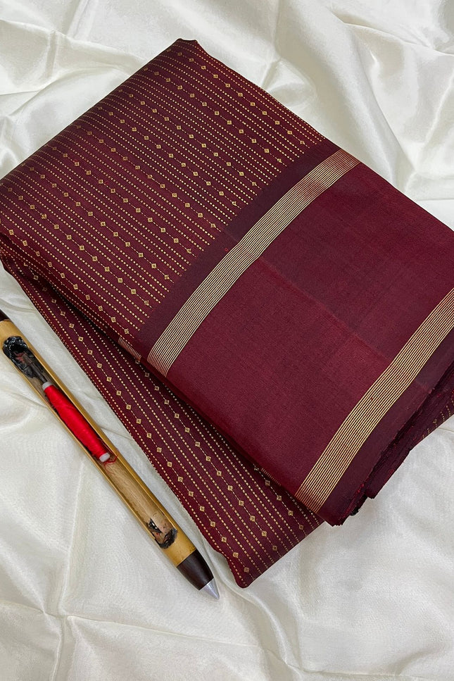 Maroon Kanchipuram Pure Silk Bridal Saree | Silk Mark - Rosepetals Luxe