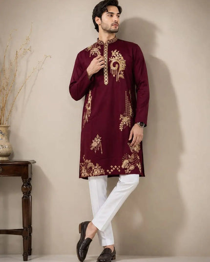Men's Embroidered Lachka Kurta Pyjama Set – Navratri, Garba & Wedding Ethnic Wear - Rosepetals Luxe