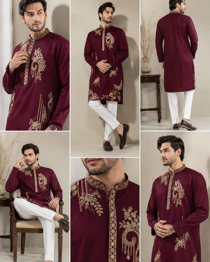 Men's Embroidered Lachka Kurta Pyjama Set – Navratri, Garba & Wedding Ethnic Wear - Rosepetals Luxe
