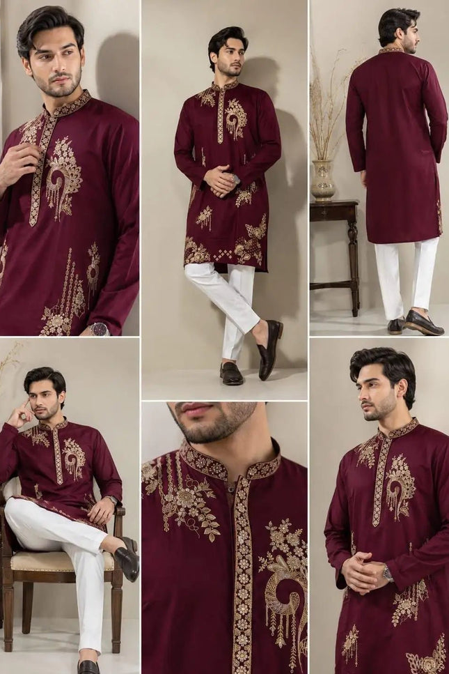 Men's Embroidered Lachka Kurta Pyjama Set – Navratri, Garba & Wedding Ethnic Wear - Rosepetals Luxe