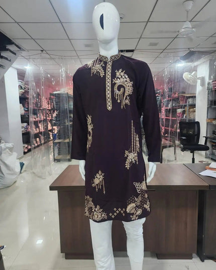 Men's Embroidered Lachka Kurta Pyjama Set – Navratri, Garba & Wedding Ethnic Wear - Rosepetals Luxe