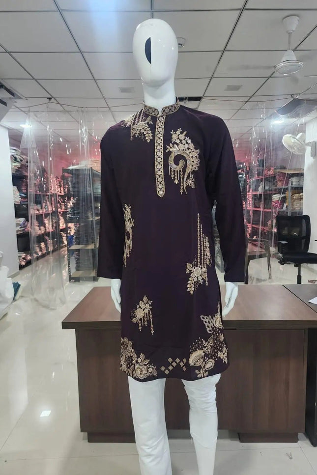 Men's Embroidered Lachka Kurta Pyjama Set – Navratri, Garba & Wedding Ethnic Wear - Rosepetals Luxe