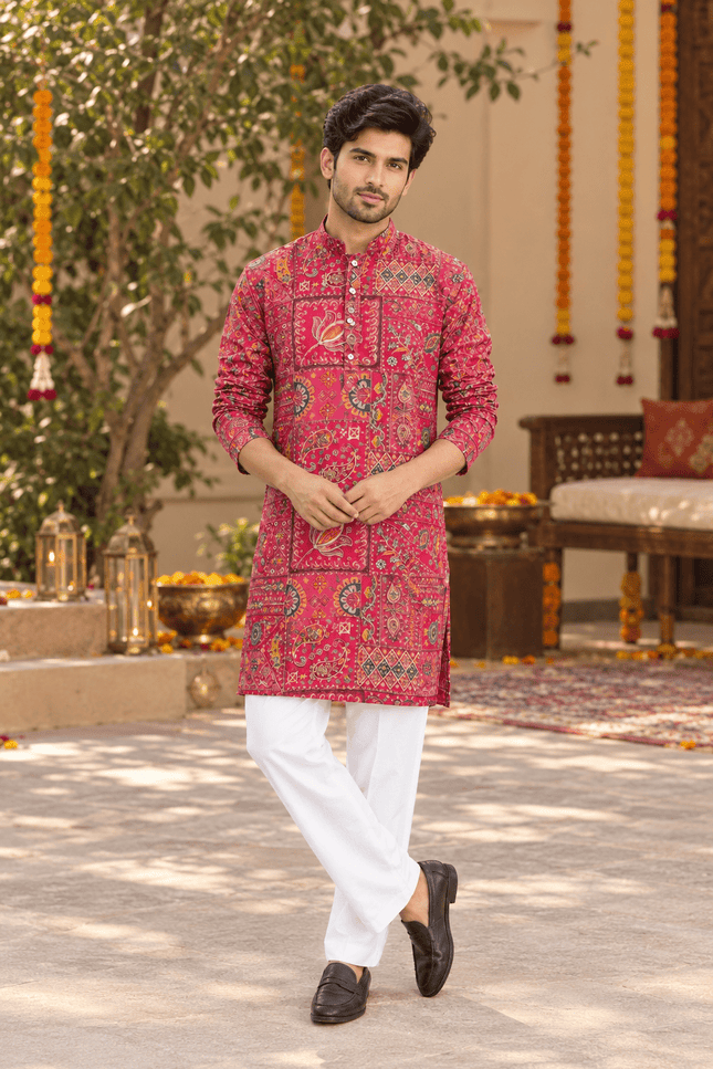 Men’s Golden Thread & Sequin Crepe Short Kurta Set - Rosepetals Luxe