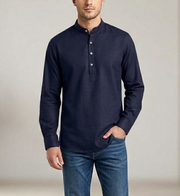 Men's Heavy Cotton Full Sleeve Kurta with Cuff | Festive & Casual Ethnic Wear - Rosepetals Luxe