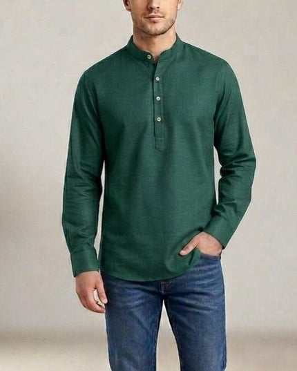 Men's Heavy Cotton Full Sleeve Kurta with Cuff | Festive & Casual Ethnic Wear - Rosepetals Luxe