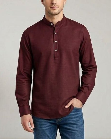 Men's Heavy Cotton Full Sleeve Kurta with Cuff | Festive & Casual Ethnic Wear - Rosepetals Luxe