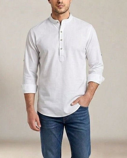 Men's Heavy Cotton Full Sleeve Kurta with Cuff | Festive & Casual Ethnic Wear - Rosepetals Luxe