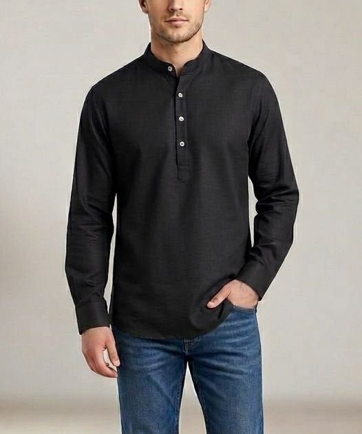 Men's Heavy Cotton Full Sleeve Kurta with Cuff | Festive & Casual Ethnic Wear - Rosepetals Luxe