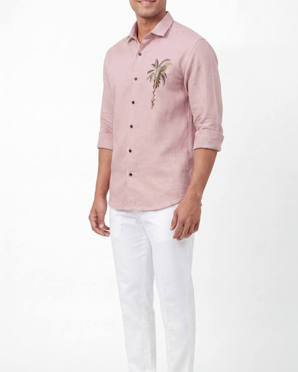 Men's Linen Fabric Embroidery Full Sleeve Shirt | Value Edition - Rosepetals Luxe