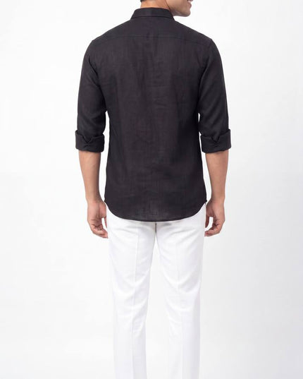 Men's Linen Fabric Embroidery Full Sleeve Shirt | Value Edition - Rosepetals Luxe