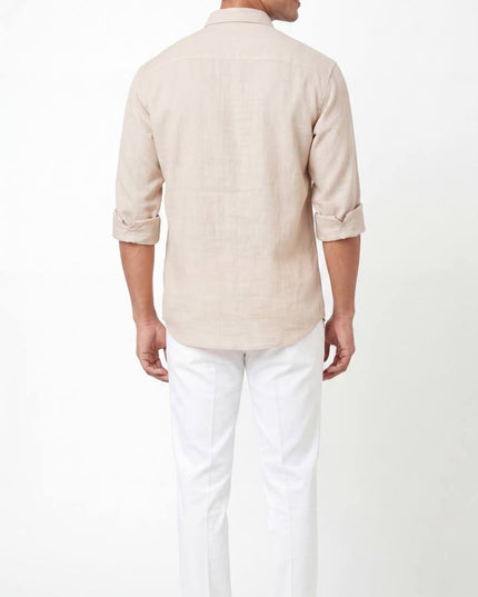 Men's Linen Fabric Embroidery Full Sleeve Shirt | Value Edition - Rosepetals Luxe