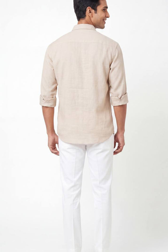 Men's Linen Fabric Embroidery Full Sleeve Shirt | Value Edition - Rosepetals Luxe