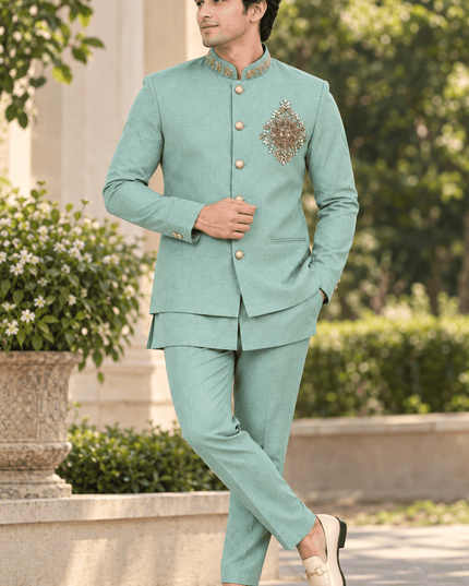 Men’s Linen Koti, Shirt & Polo Pant Set - Rosepetals Luxe