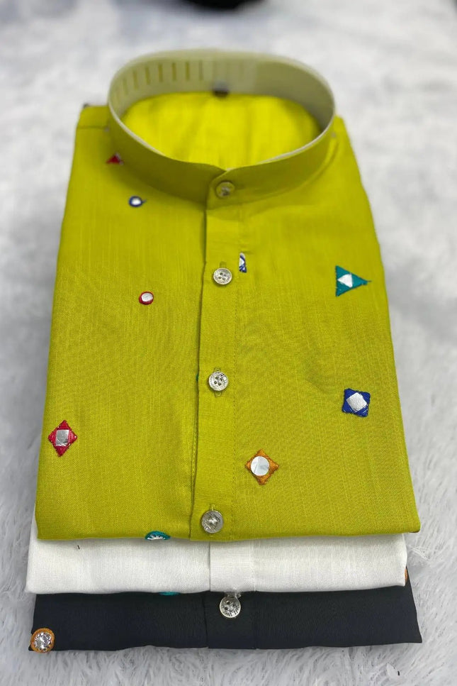 Men's Navratri Embroidered Mirror Work Flex Cotton Kurta Dhoti Set – Garba & Dandiya Festive Wear - Rosepetals Luxe